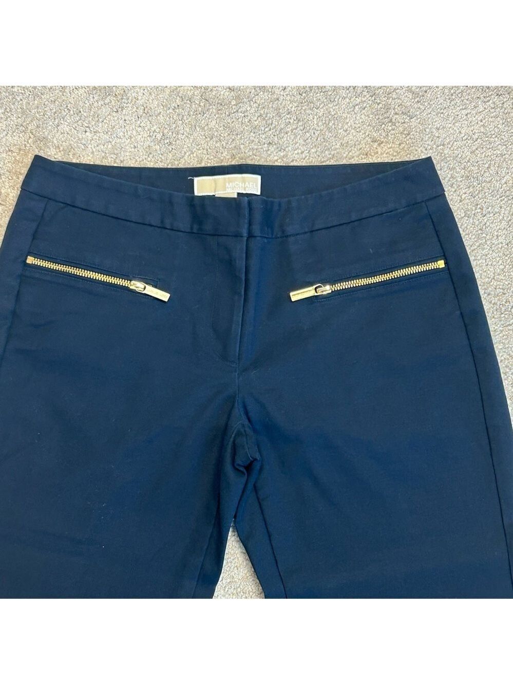 MICHAEL MICHAEL KORS Navy Blue Hutton Cotton-Blend slim fit ankle pants Sz 6 - Picture 4 of 14